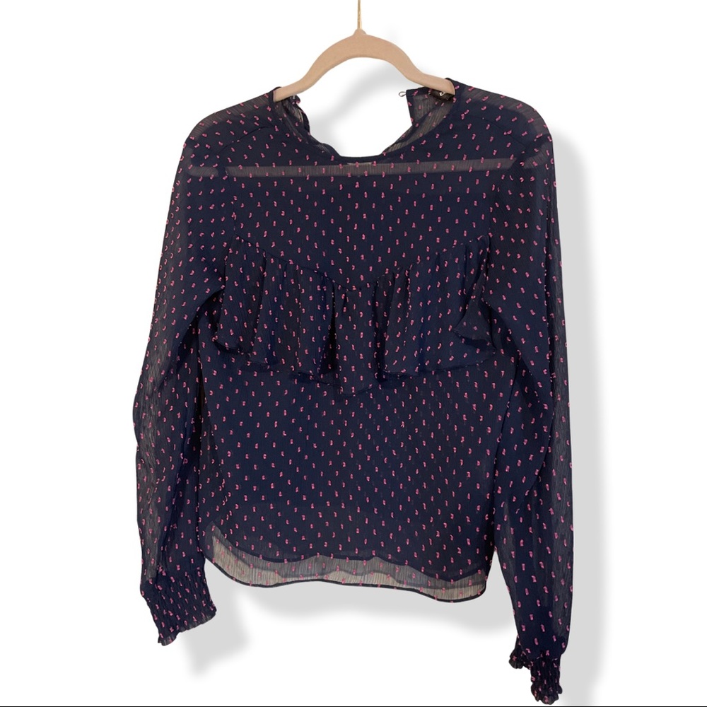 Navy Blue Ruffled Blouse